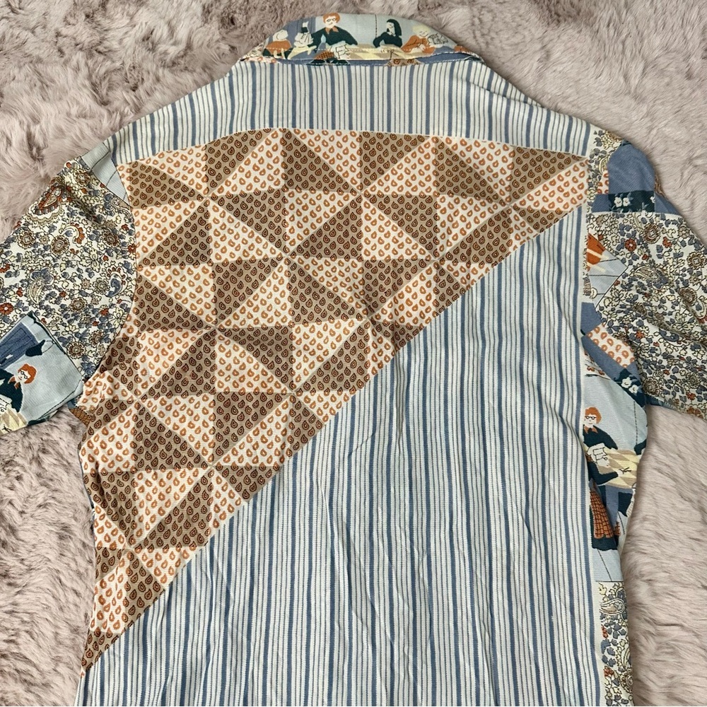 Vintage Patterned Eclectic Get Together/Family Dinner Button Up Collared Blouse - Picture 9 of 10